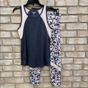 Old Navy Active Leggings & Go-Dri Tank Top Animal Print/Pink *READ* Sz M/L
